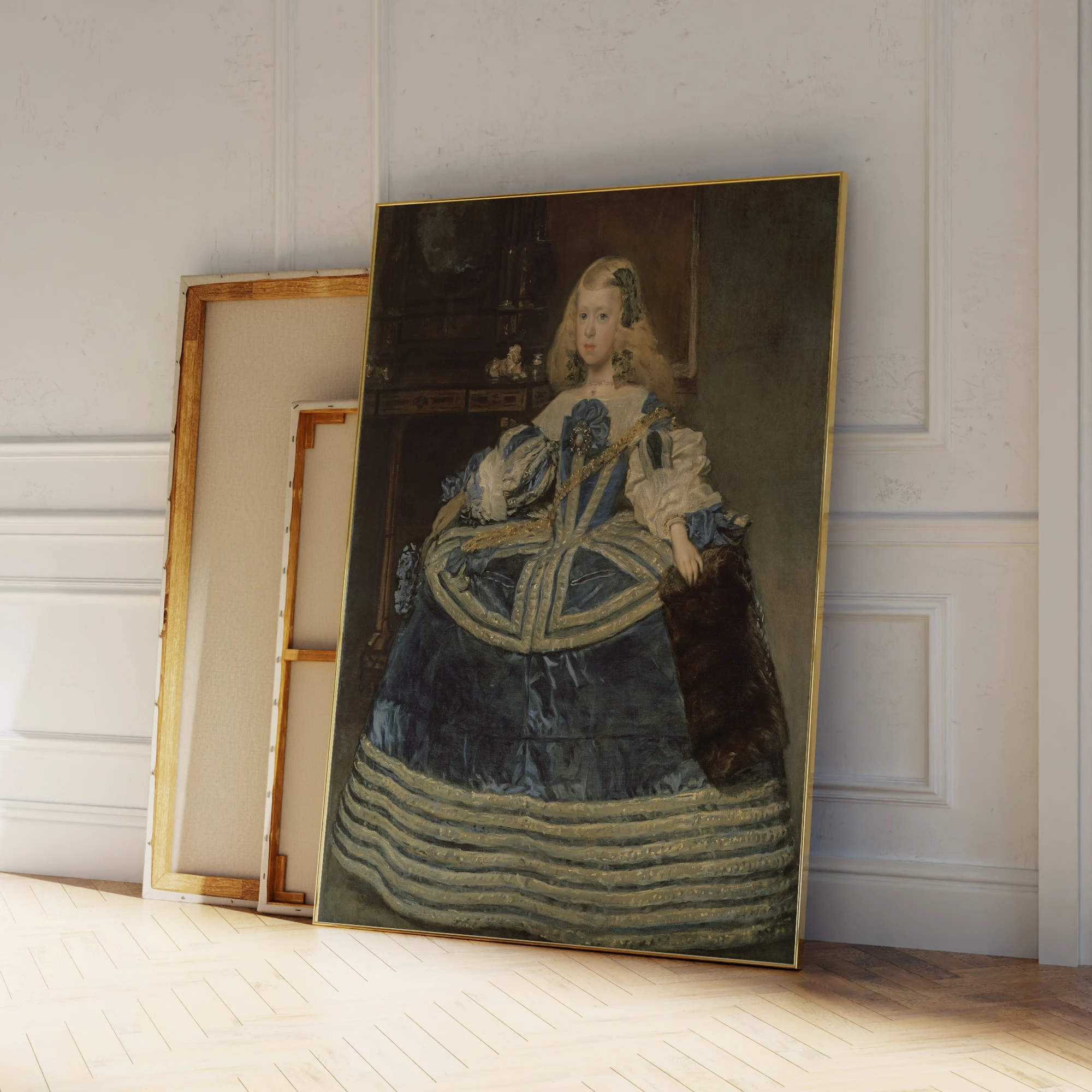 Retro Infanta Margarita Teresa im blauen Kleid, Wandkunstdrucke, Leinwandgemälde, Poster, Bild für Wohnzimmer, Heimdekoration