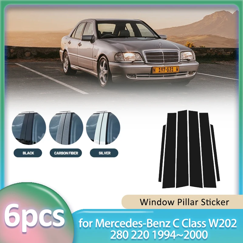 Window Trim Sticker for Mercedes-Benz C Class W202 280 220 1994~2000 Car PC B C Pillar Post Cover Door Decal Part Accessories