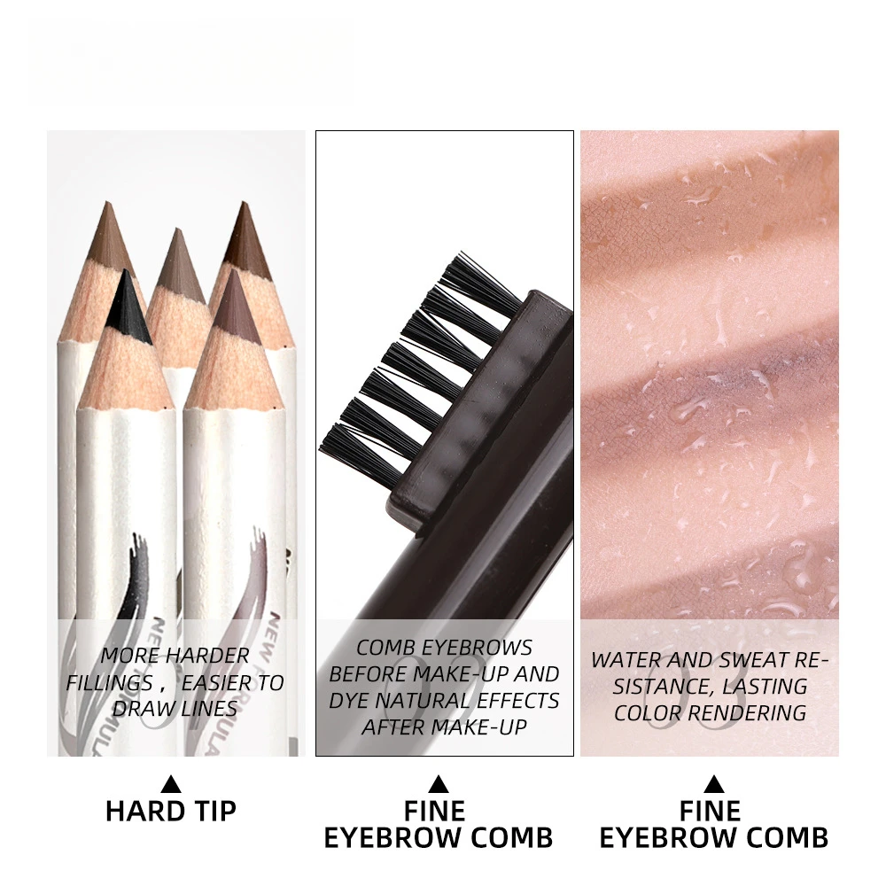 1 個防水化粧品眉ペンシル 5 色ナチュラル眉毛カラー眉毛エンハンサーブラシメイクアップ化粧品ツール