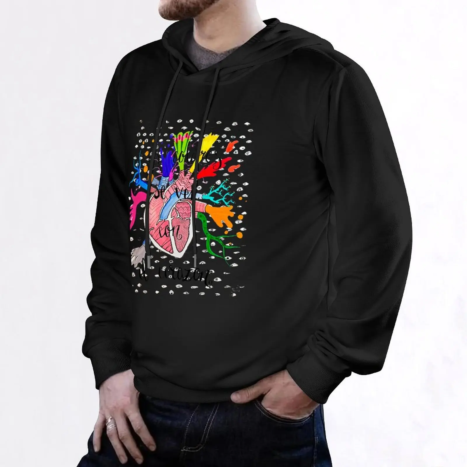 Colors are seen with the heart Hoodie autumn clothes mens designer clothes men's sweat-shirt men's sweat-shirt set mens hoodie