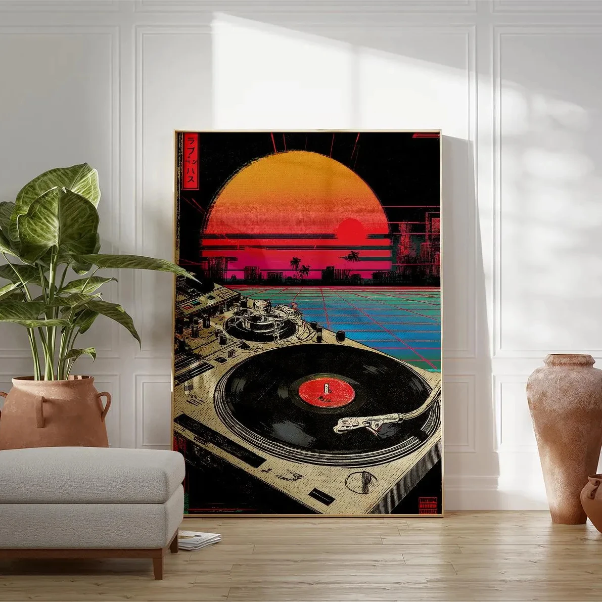 Retro Indie Music DJ Frog Canvas Painting Trippy Mushroom Cassette Tape Wall Art Print Aesthetic Living Room Bedroom Decor Gift