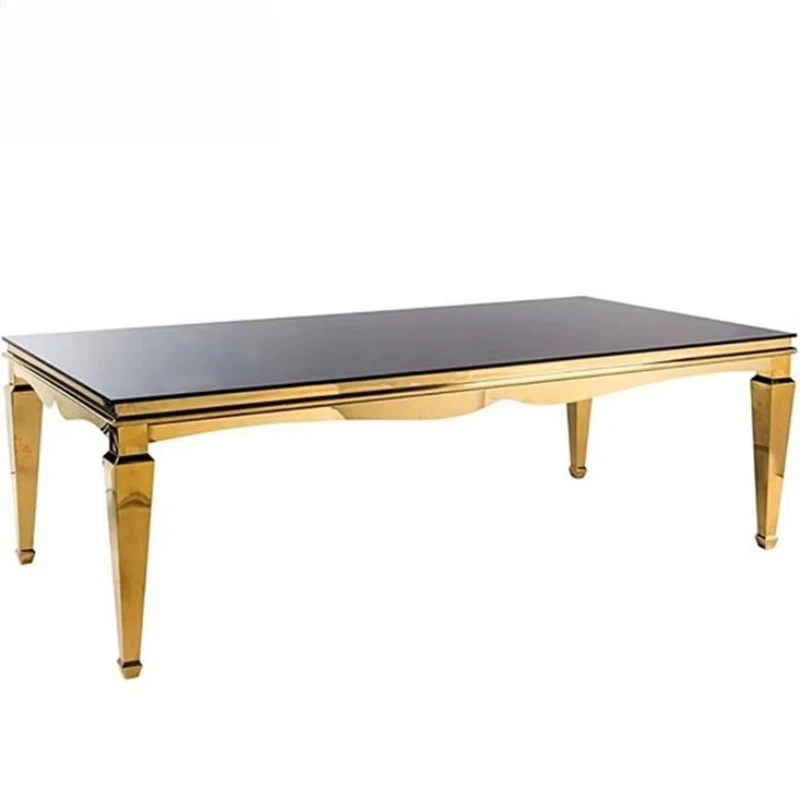 Modern Design Bride and Groom Table Gold Rectangular Wedding Table