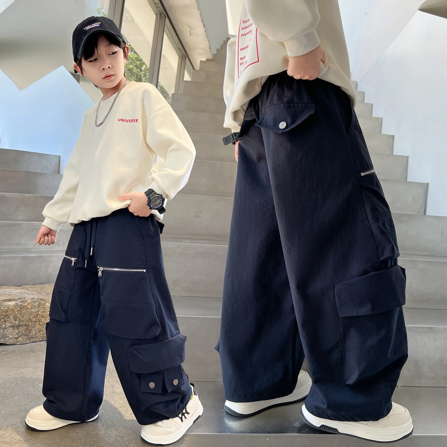 

Autumn and Winter Boys' New 2025 Loose High-quality Ankle-length Pants with A Korean Style.4-15year