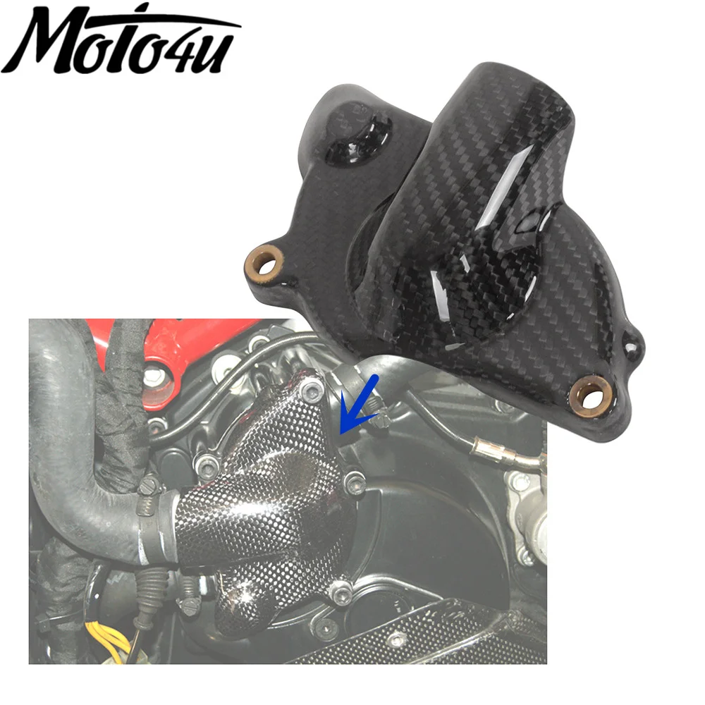 MOTO4U 100% Carbon Fiber Engine Pump Water Cover Gloss Twill Motorcycle Modification Side Panel For Ducati 749 999