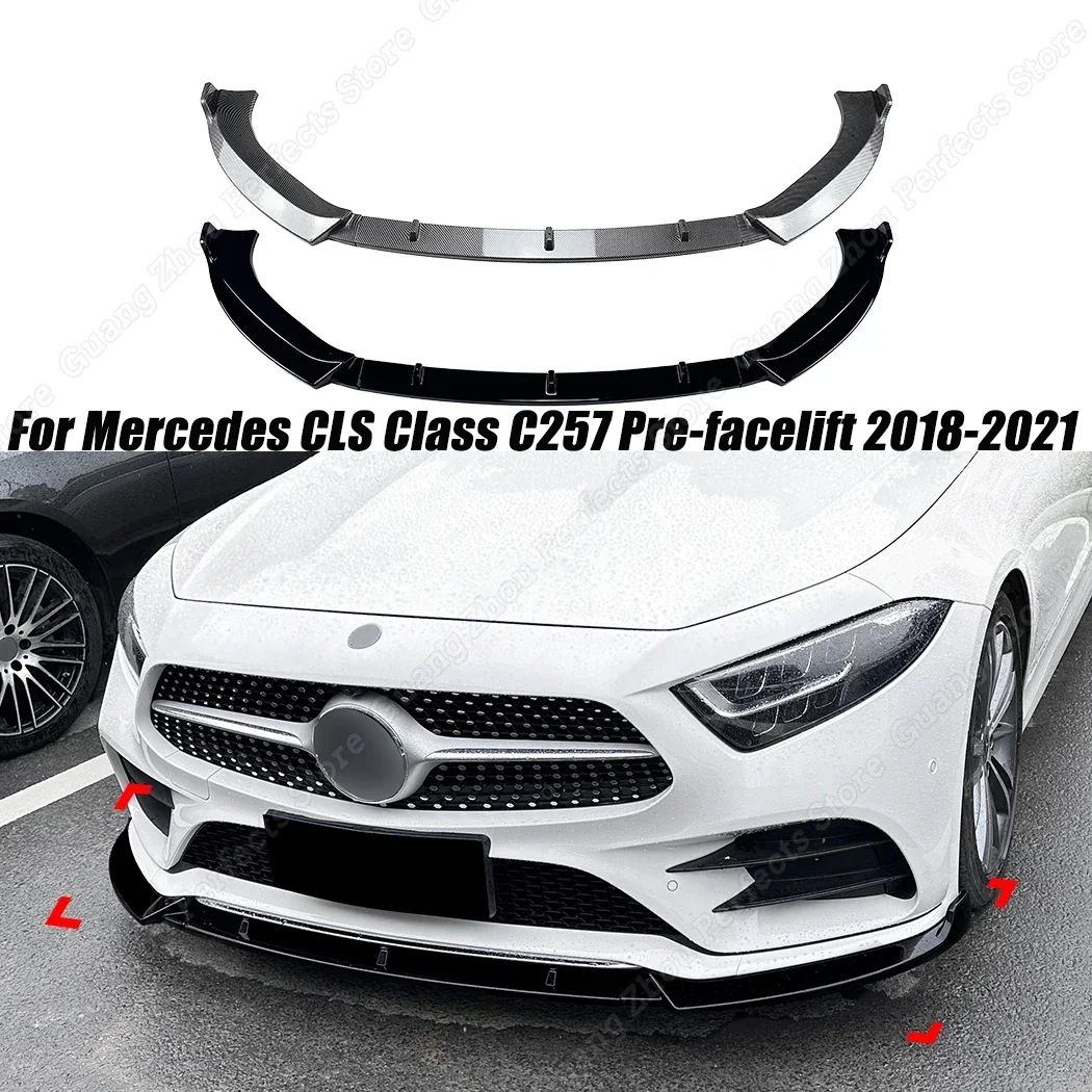 For Mercedes CLS Class C257 Pre-facelift 2018-2021 Front Bumper Splitter Lip Diffuser Spoiler Protector Cover Guard Deflector