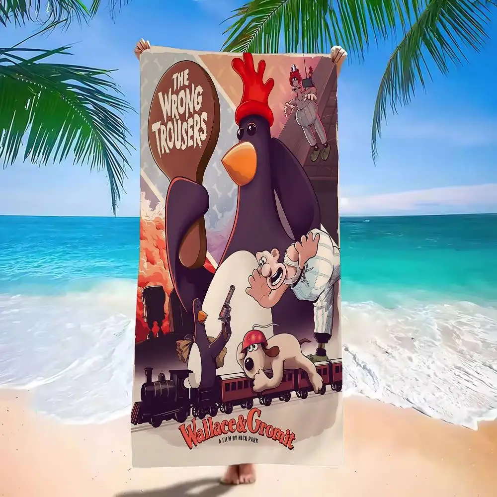 W-Wallace وG-Gromits مناشف الشاطئ الكبيرة المصنوعة من الألياف الدقيقة، منشفة سريعة الجفاف، مناشف الشاطئ الرملي، منشفة حمام السباحة للسفر، حمام السباحة، اليوغا #6