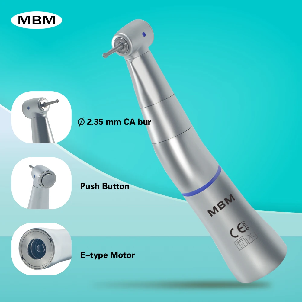 

MBM Contra Angle Dental Handpiece E-type Internal Water Spray Push Button 1:1 Ratio Low Speed Handpiece Polishing Dentist Tool