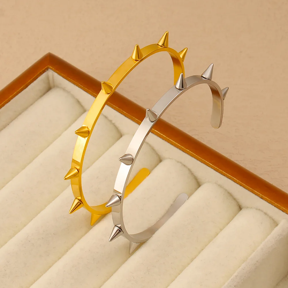 

Fashionable Titanium Steel 5-nail Emergency Portable Anti Wolf Gold Color Personalized Trendy Open Bracelet