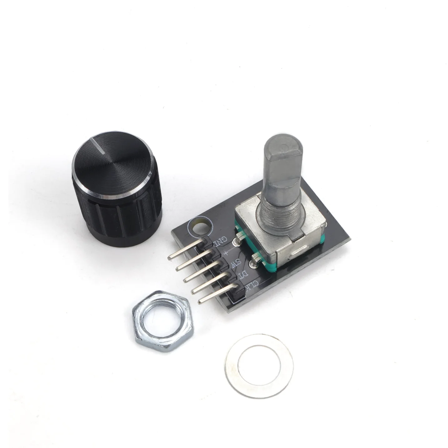 KY-040 Rotary Encoder Module 360 Degree 20 Pulse Push Button Black Aluminum Knob EC11 5V Menu Control for Arduino DIY