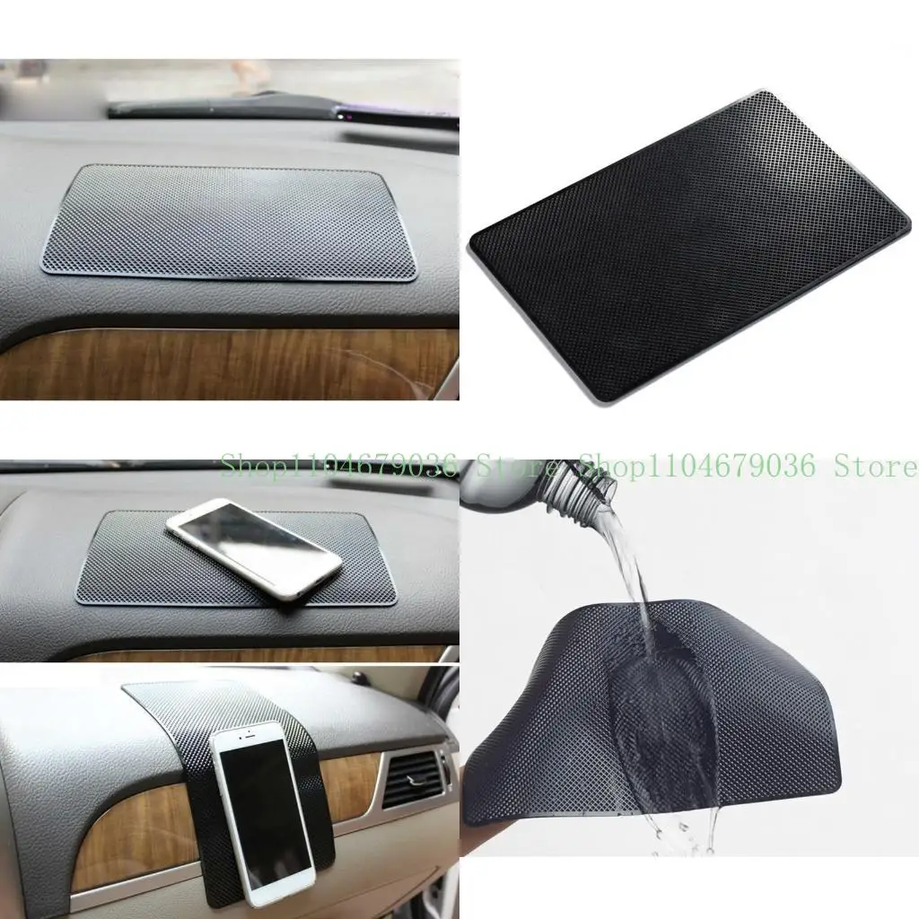 652f أسود سيارة داش القبضة حامل الهاتف المحمول مضاد للسيليكون لزجة وسادة لزجة