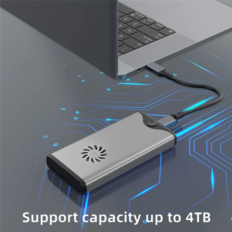 

Turbo Fan Hard Disk Enclosure 40Gbps For M. 2 NVME SSD Dual Protocol USB4.0 Enclosure Powerful Heat Dissipation Drive
