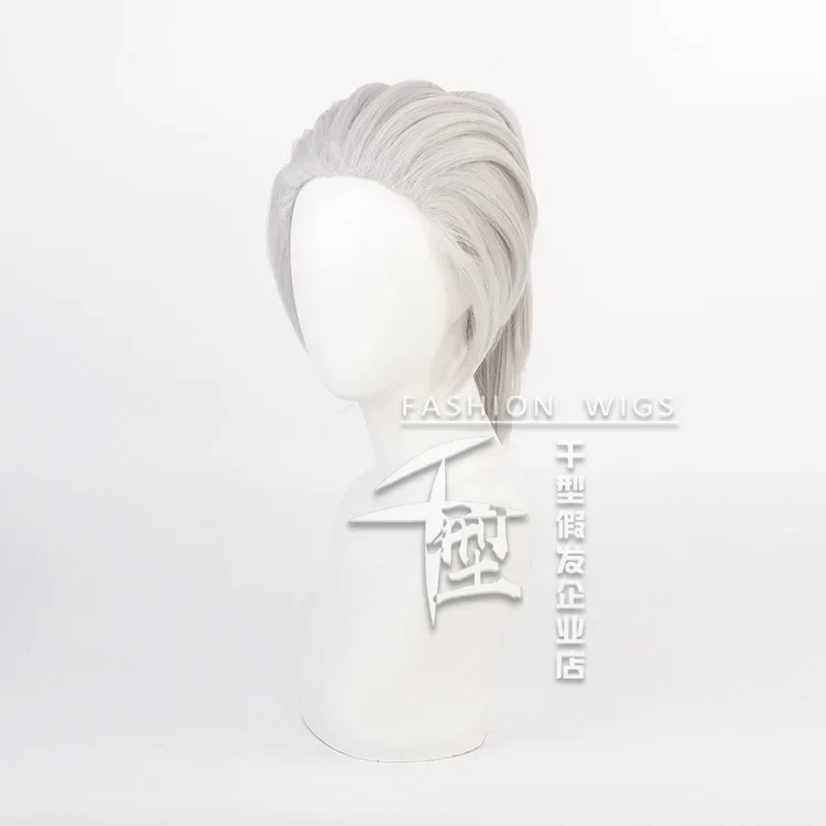

Uzui Tengen Cosplay Wig Unisex Removable Ponytail Silver Hair Comic Convention Stage Wigs Party Performance Costume Accessories