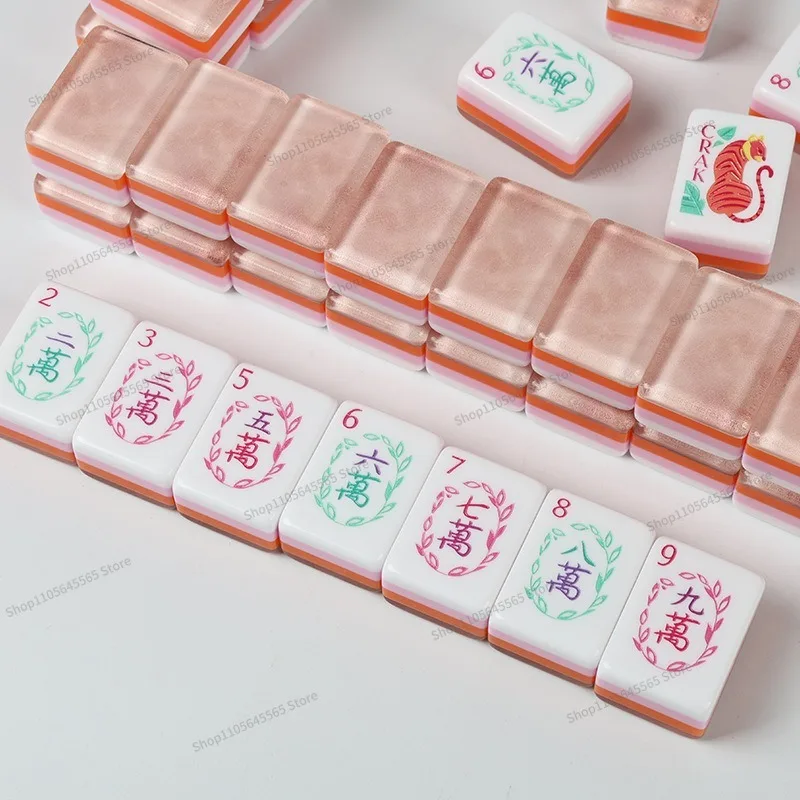 Acrylic Crystal Hand-rolled Mahjong Four-layer Color-block Home Travel Mini Mahjong