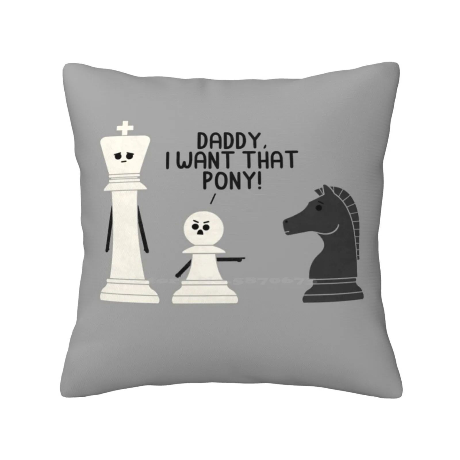 Soft Comfortable Pillowcase Chess Game Board Kids Funny Parents Parenting Cute Knight King Pawn Humor Teo Zirinis