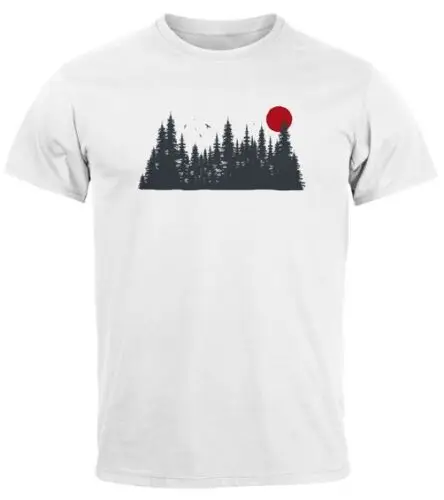 T-Shirt Motivshirt Frontprint Wald Silhouette Natur Aufdruck Outdoor