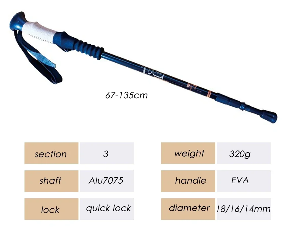 custom outdoor One-stop purchase  camping retractable trekking hiking poles walking stick