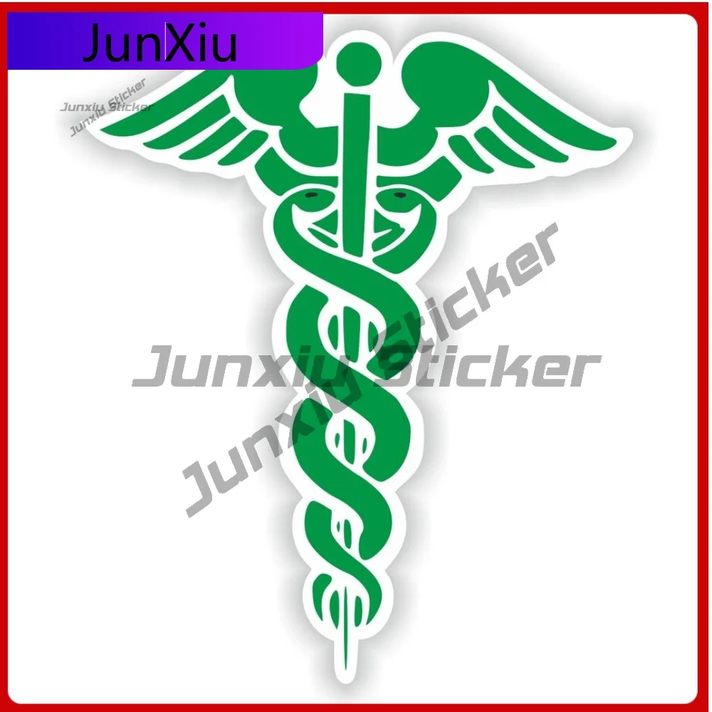 

Caduceus Green Cute Bumper Weatherproof Decal Decoration Doctor Boat Medical Decoration Proof Helmet Vinyl Window Fade Sign