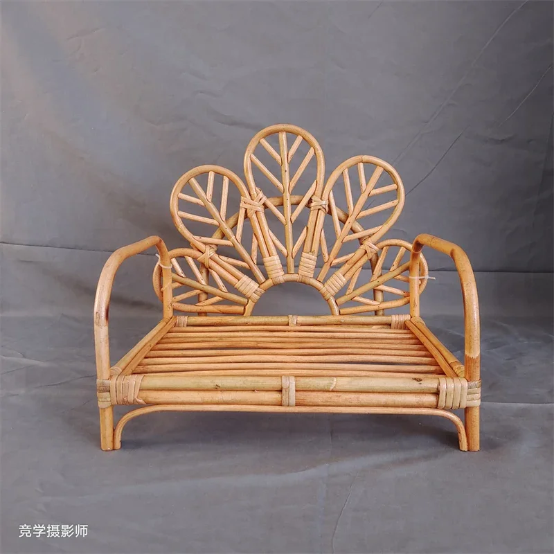 Newborn Photography Props Retro Rattan Basket Chair Infant Photo Recien Baby Girl Boy Posing Bed Background Photography Accessor