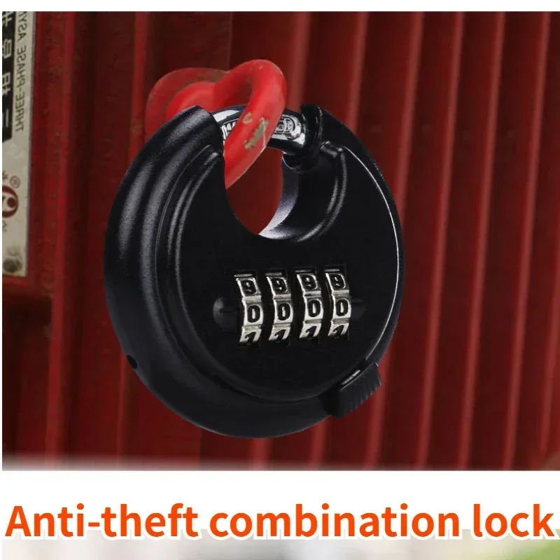 1 Pcs Round Padlocks Stainless Steel Discus Locks 4 Digits Combination Disc Padlock Keyless Heavy Duty Rustproof Locks