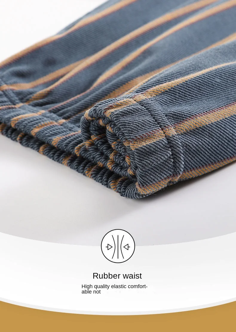Frühling Herren Herbst und Winter langärmelige lange Hosen mittleren Alters dünner Abschnitt von Pyjamas Nachtwäsche Homewear Anzug Loungewear – Detail 9