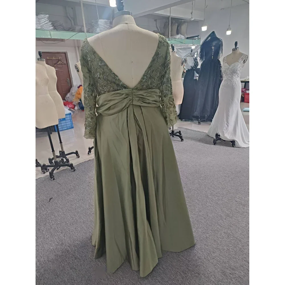 Customized Intricate Exquisite Satin Pleat Beading Ruched Draped A-line V-neck Long Dresses Cocktail Dresses Modern Style High Q