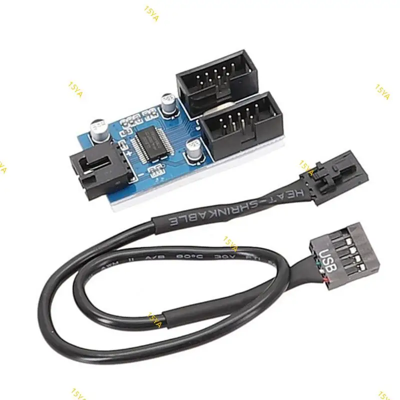 15ya 9pin header USB 1 hingga 2 Ekstensi Kabel Kabel Desktop 9Pin USB2.0 Hub Konektor