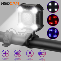 WSDCAM 140dB Bike Bell 4 LEDs Bicycle Light Electric Horn Waterproof USB Charging Cycling Head Light Bicycle Alarm Bell