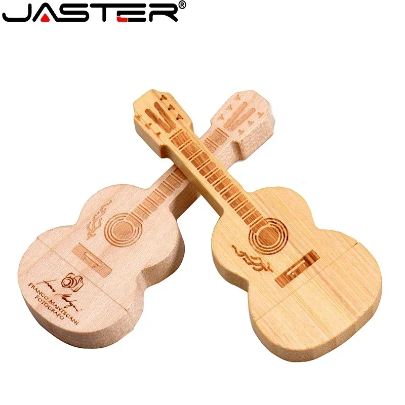 5PCS/LOT Free Custom logo Pen drive Guitar shaped USB flash drive Wooden box Memory Stick Music Pendrive 4G 16GB 32GB 64GB 128GB