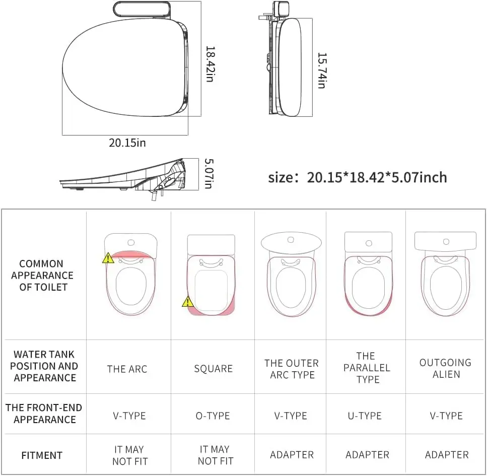 Z1 Bidet Toilet Seat, Bidet Attachment For Toilet Warm Water, Elongated Heated Toilet Seat With Quite Close, Electric Smart