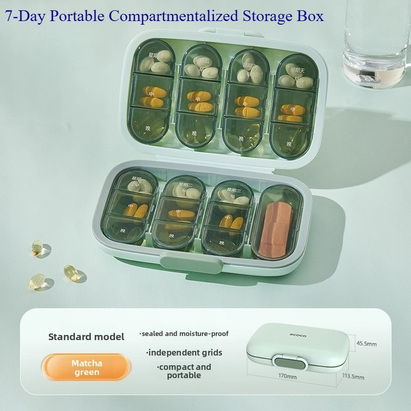 

Modern Minimalist Portable Storage Box Mini Travel Sealed Dustproof Compartment Elderly Pill Organizer Storage Boxes & Bins