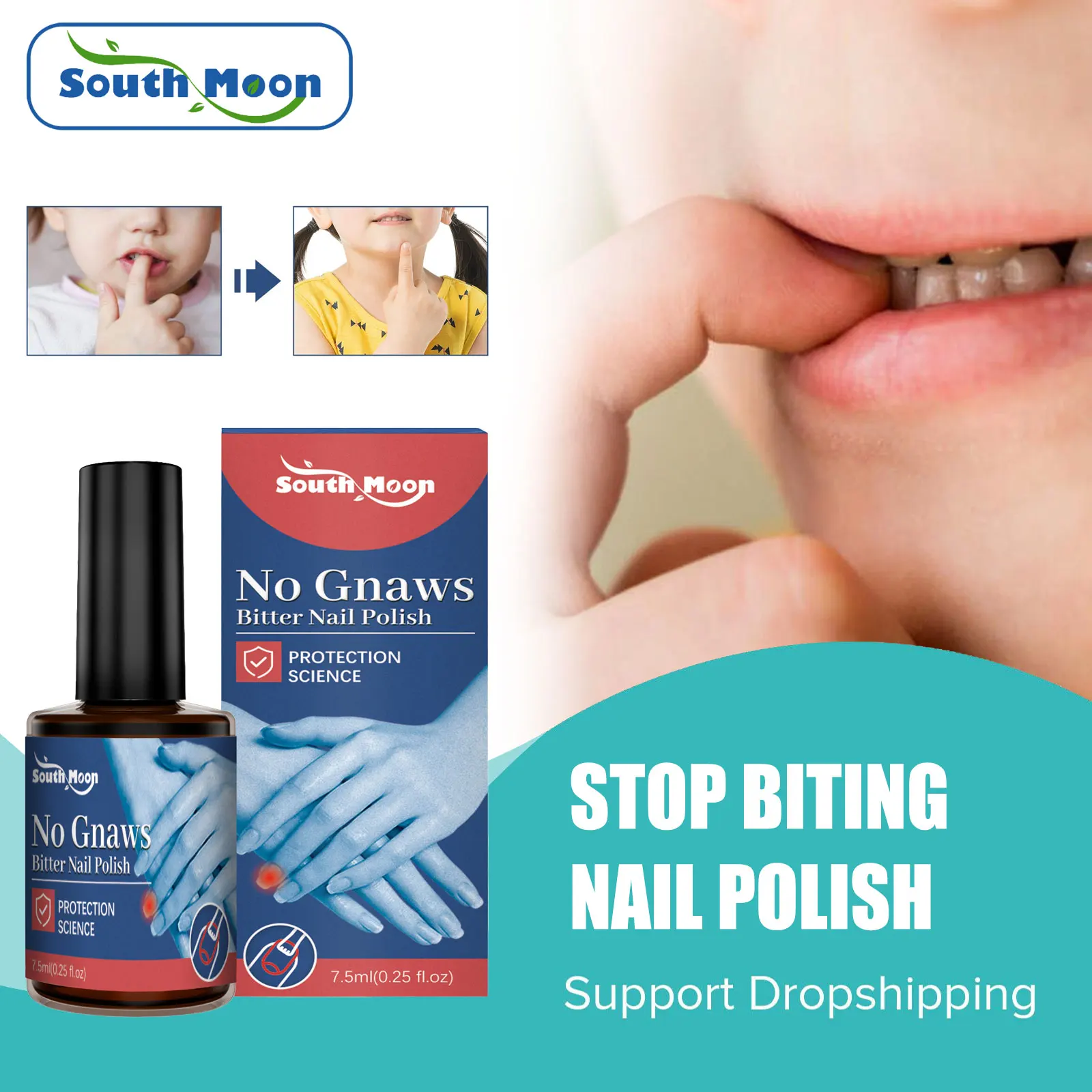 

South Moon Anti-Biting Nails Polish Stop Sucking Thumb Water Cuticle Fingernails Biting Treatment Non-Toxic Bitter Nail Polish