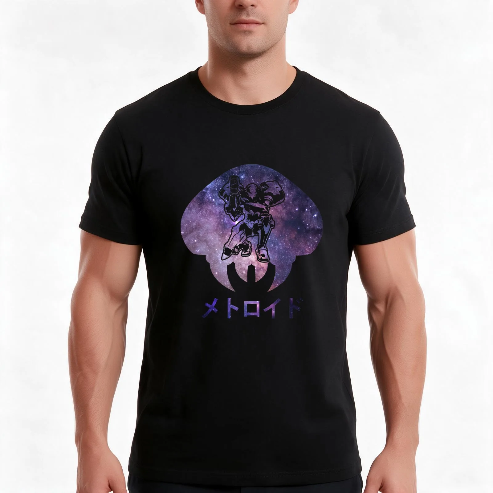 Space Samus T-Shirt, Summer Casual Cotton Tee, Oversized Streetwear Tops, Vintage Graphic Print, Loose Fit Short Sleeve