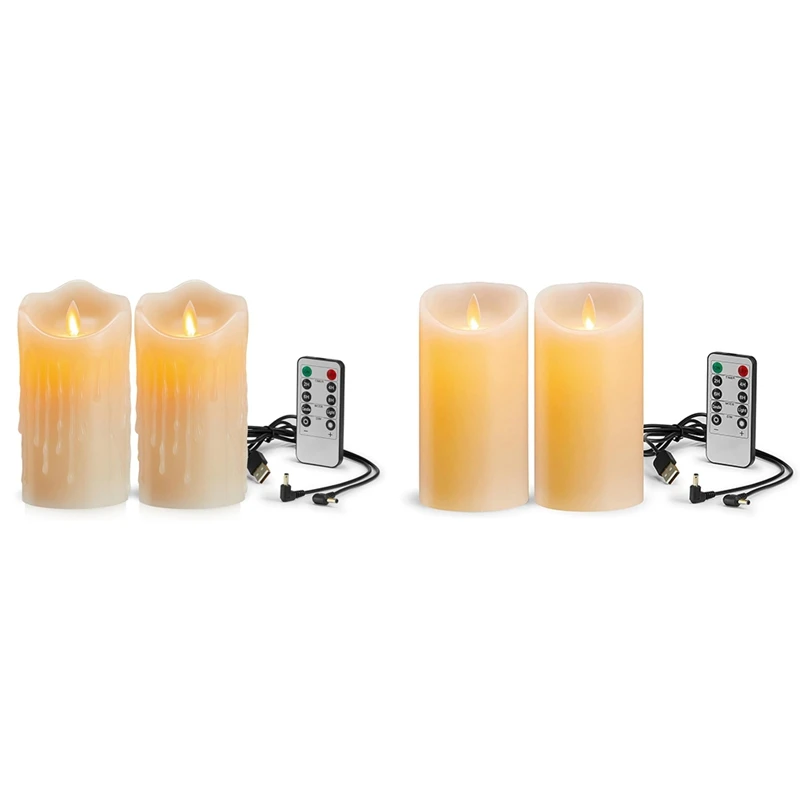 LED Flickering Flameless Candles,Rechargeable Candle,Real Wax Candles With Remote Control,Electronic Waving Lamp