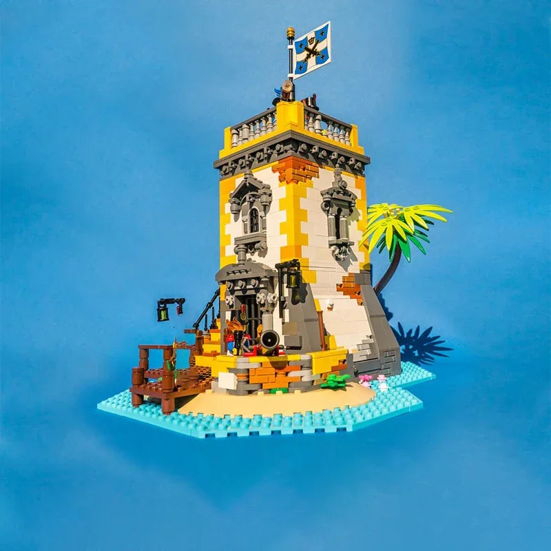 1440 pçs moc ilha aventura série sabre ilha anno domini 2021 cena tropical diy modelo blocos de construção brinquedos aniversário presente
