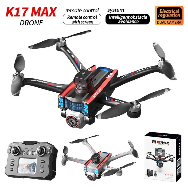 K17Max Mini Drone with Screen Remote Control profissional 4K HD Dual-Camera Obstacle Avoidance Brushless RC Quadcopter Dron Toy