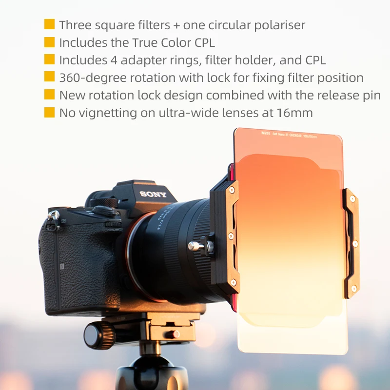 NiSi V7 100mm Filter Holder Kit with True Color NC CPL and Lens Cap