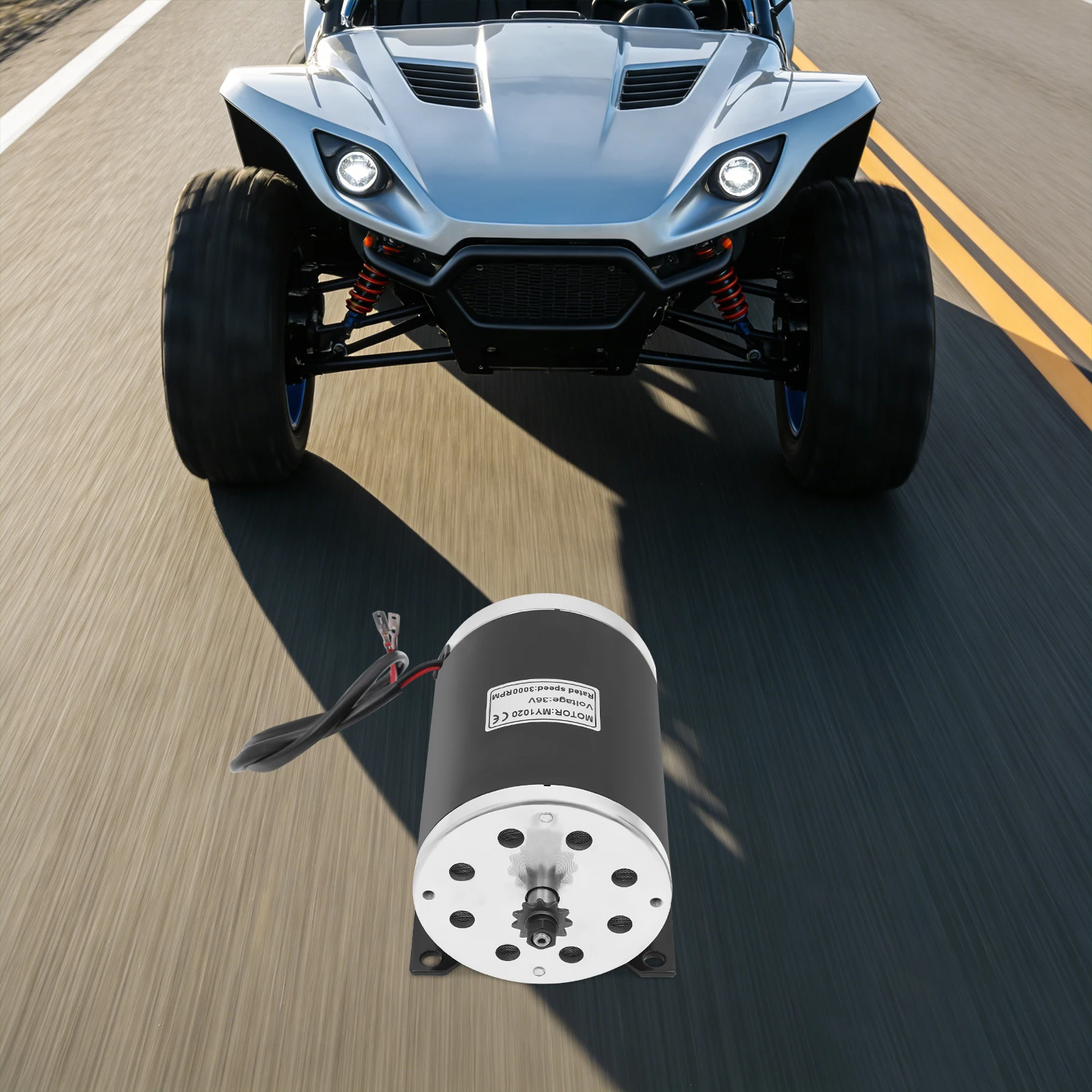 

36В DC коллекторный двигатель, 1000Вт высокая выходная мощность, 3000 об/мин максимальная частота вращения, одиночный высокопроизводительный коллекторный электродвигатель