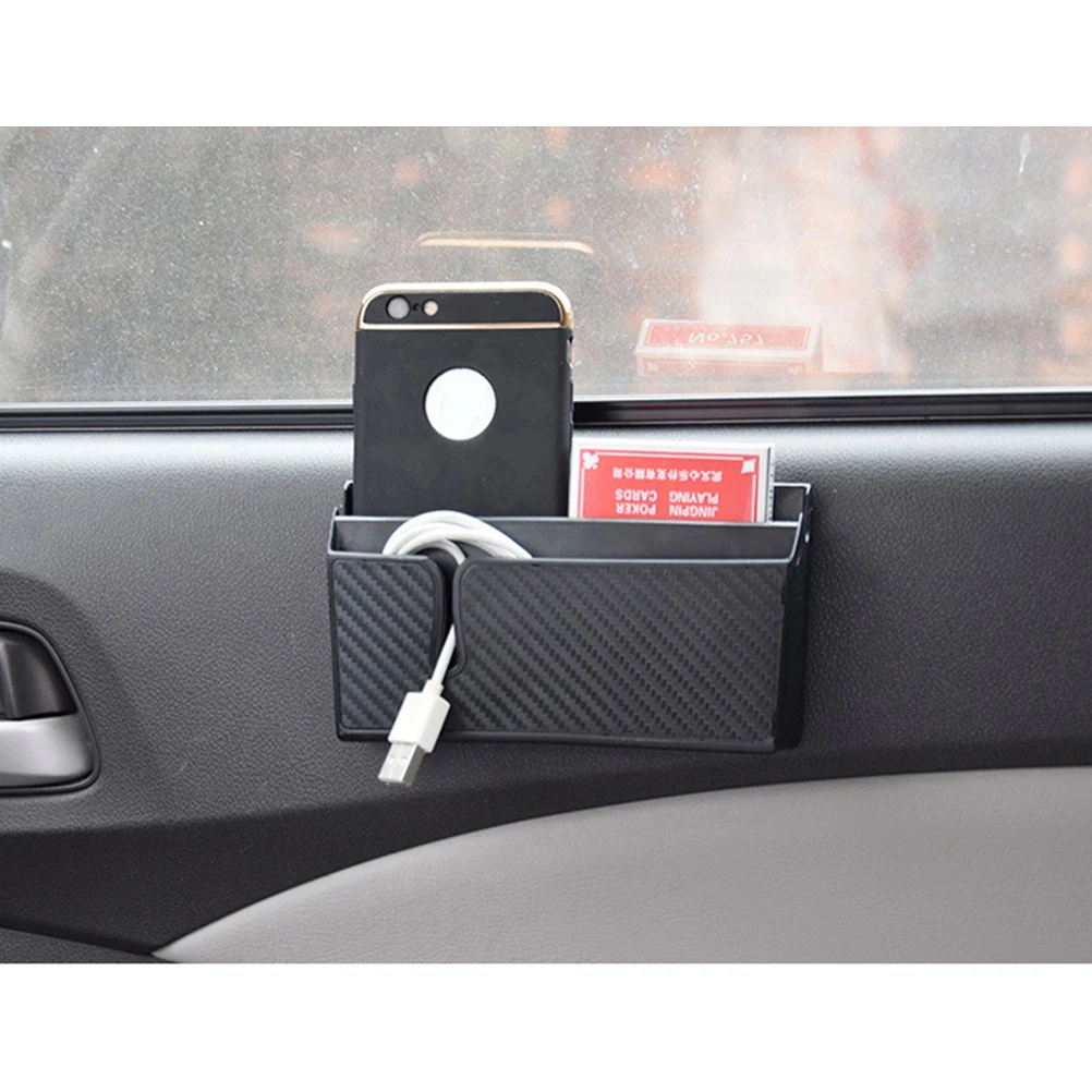

Car Storage Box PVC Carbon Fiber Material Charging Port Small Items Holder Car Accessories Organizer Container Plastic