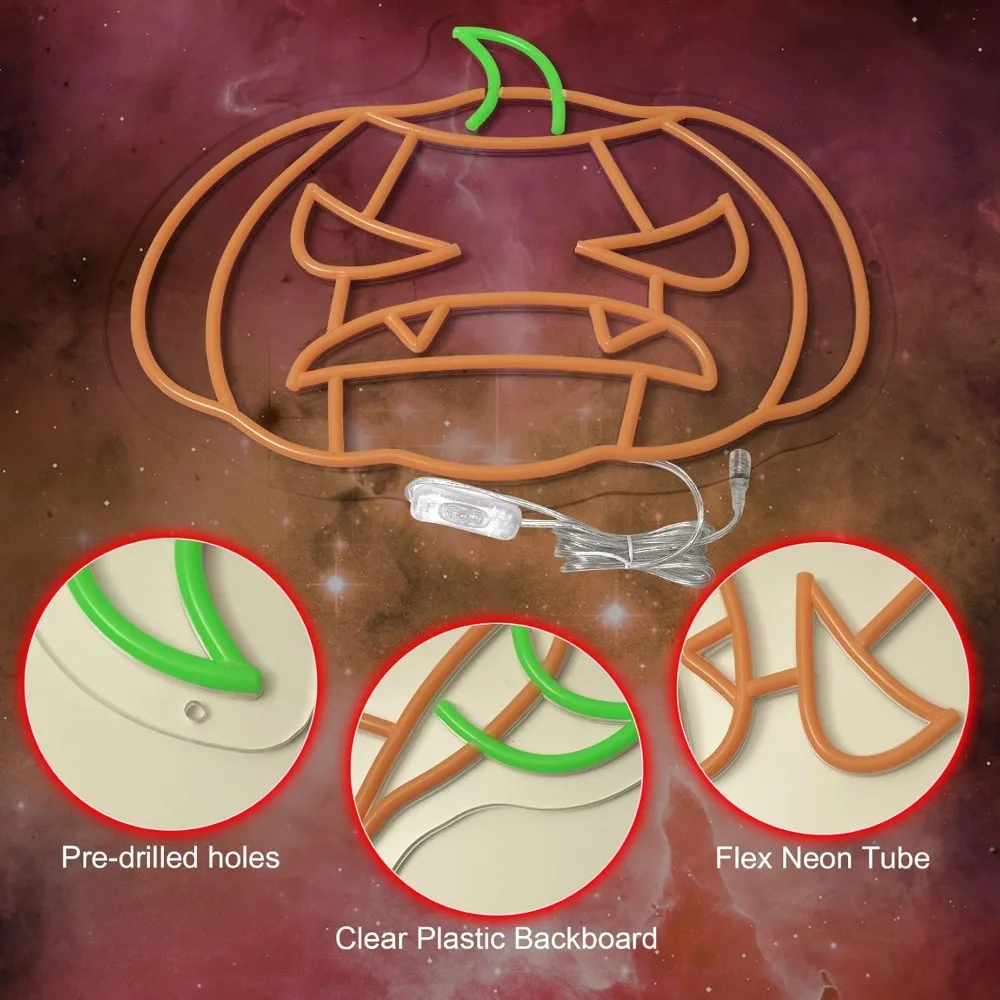 USB تعمل بالطاقة علامة اليقطين النيون ، أدى النيون للجدار ، ديكور غرفة النوم ، ديكور الحزب ، منزل في الهواء الطلق ، بار ، متجر ، هالوين