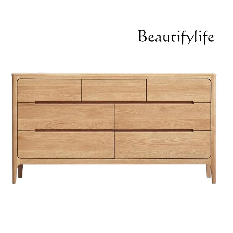 All solid wood seven-chest cabinet modern simple living room storage cabinet Nordic oak bucket cabinet wooden furniture