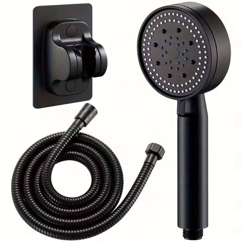 

3pc Luxurious Pressurized Handheld Shower Head - 5 Modes Adjustable Water Output, Thermostatic Control, Polished Finish, Hanging