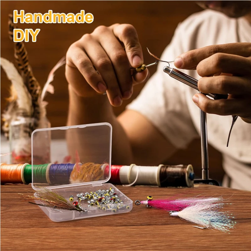 Fishing Fly Dumbbell Eyes Fly Tying Materials Alloy Fly Tying Dumbbell Eyes Fly Tying Barbell Eyes Materials Fishing Lure Tools