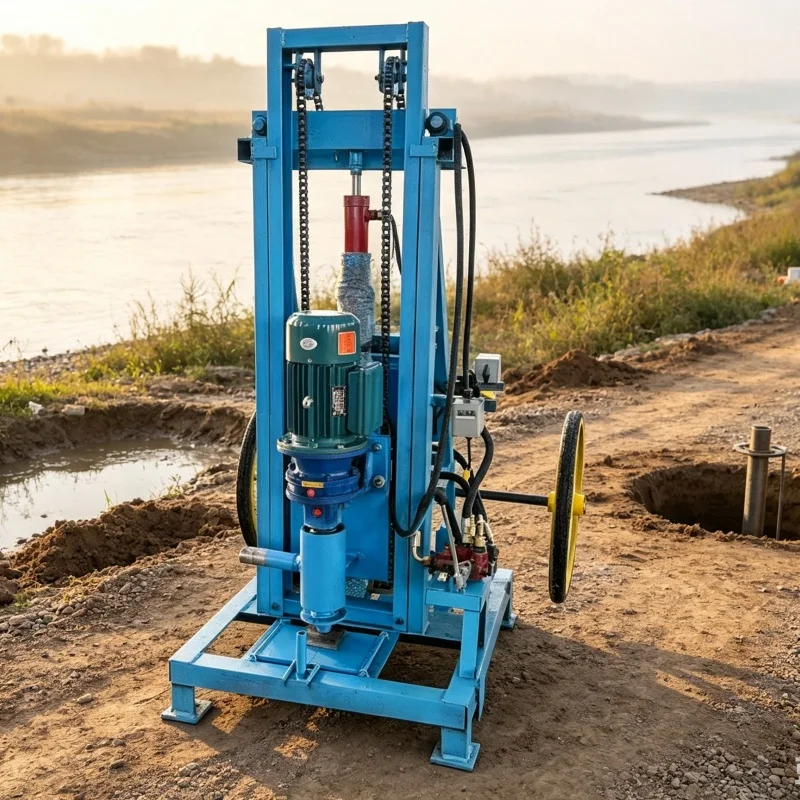Customized Wheeled Hydraulic Water Well Drilling Rig, Household Shallow Well Drilling Equipment for Farm & Village Water Intake