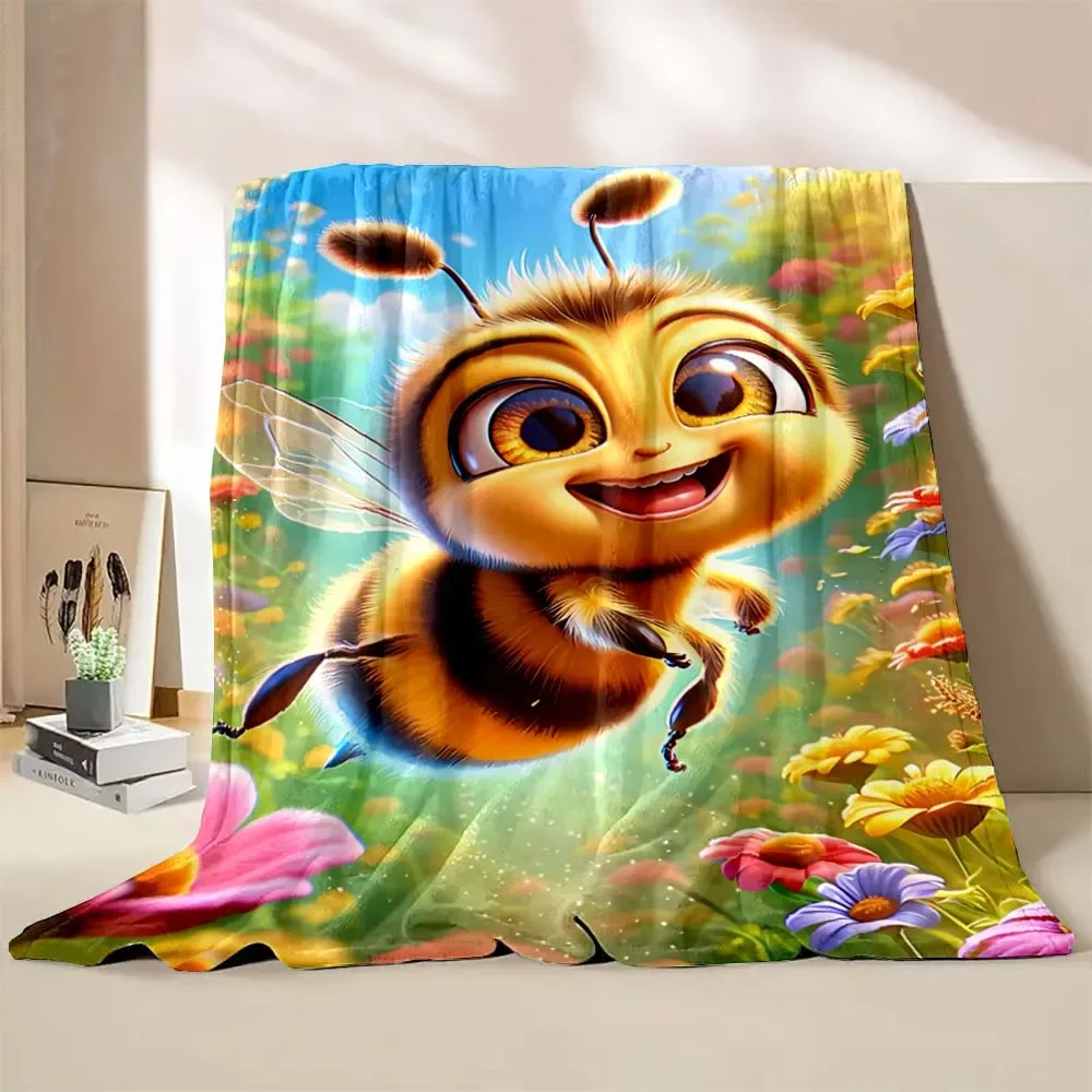 

Cute Cartoon Bee Art Blanket Printed Blanket Bedroom Livingroom Bed Warm Soft Comfortable Air Conditioner Office Travel Thin