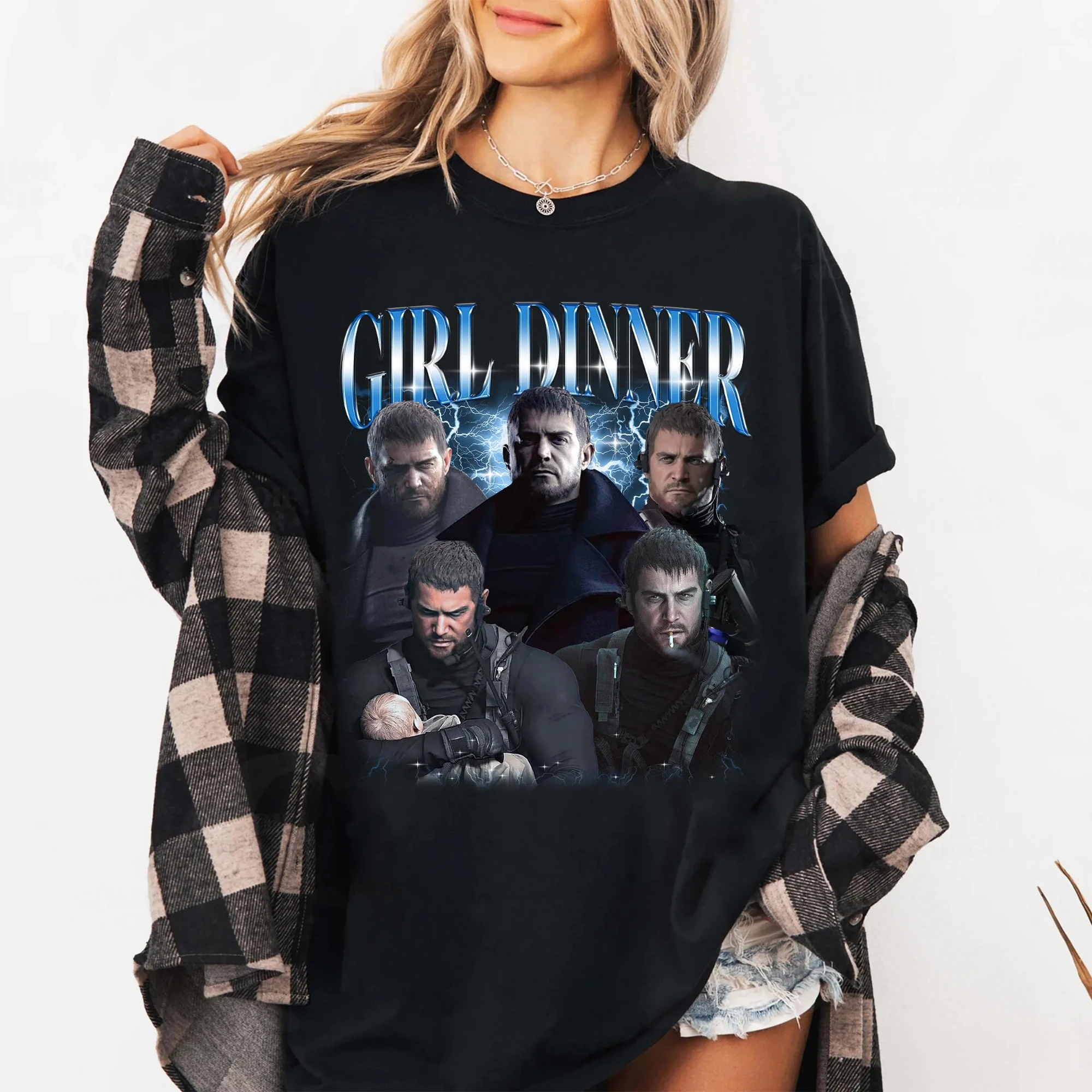 Resident Evil Chris Redfield Printed Women's T-shirt Spring/Summer Fashion Trend Pure Cotton Top Unisex Short Sleeve T-shirt