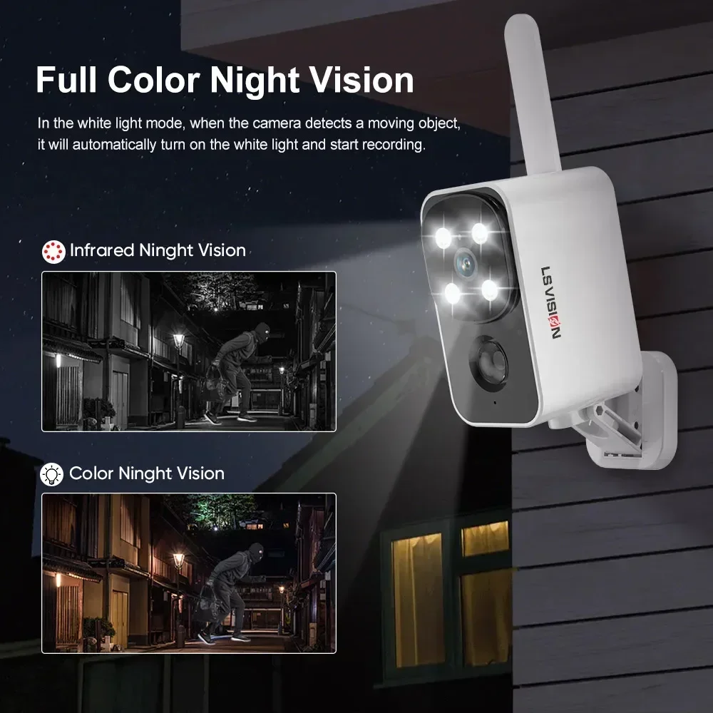 LS VISION Outdoor Solar Camera Wireless Cam WIFI/4G Ultra Standby Time PIR Motion Light Color Night Vision AI Detect Battery Cam