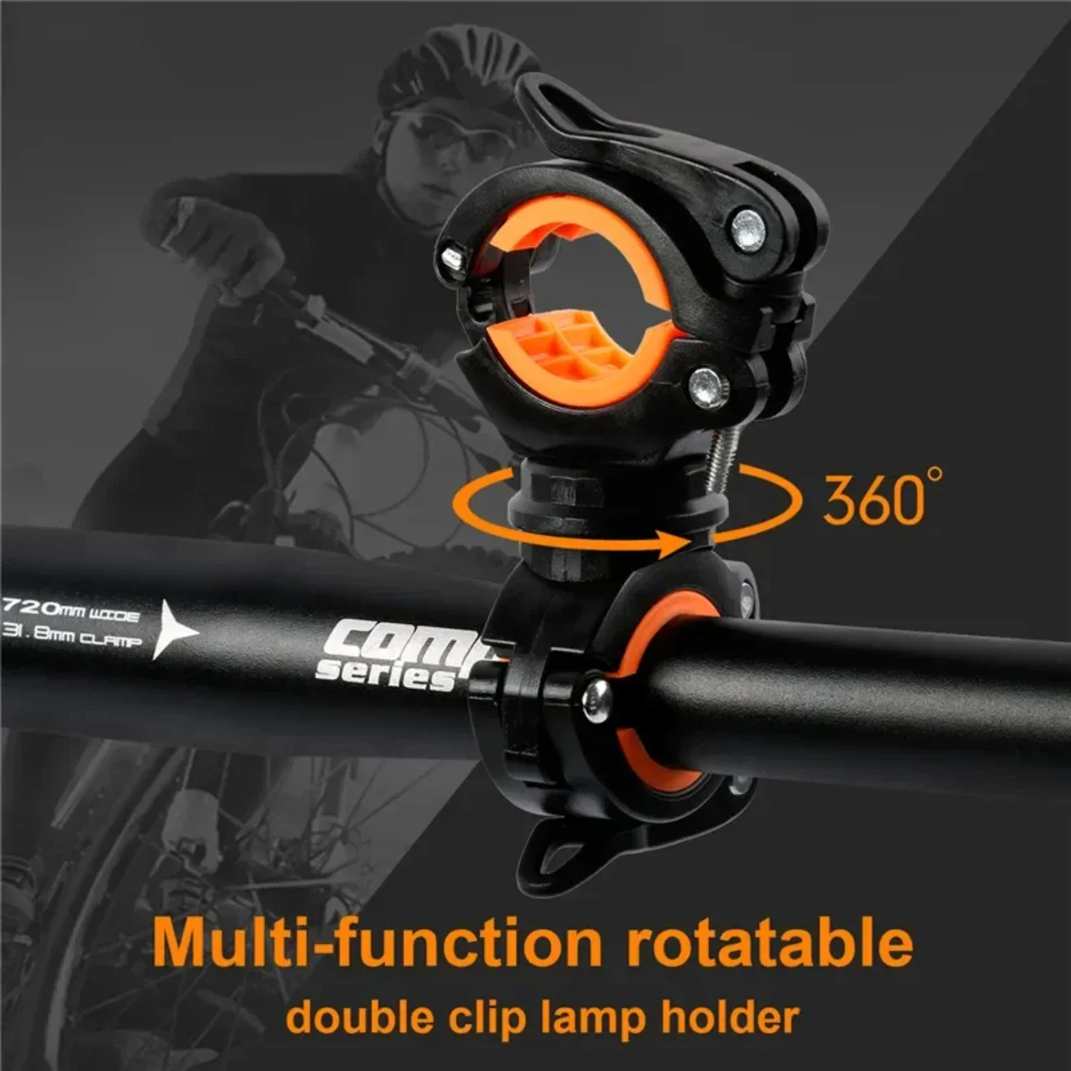 Multifuncional Bike Light Bracket, suporte ajustável, versátil, perfeito 360 graus rotativo, luzes LED, ciclismo Acessórios