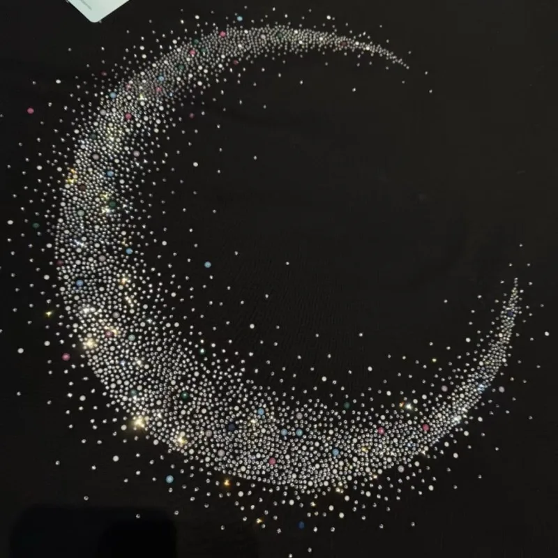 Rhinestone Moon GOODBRAND Tee Hot Diamond Alphabet Logo Tshirts Men Women Casual Round Neck Short Sleeve Tops Street Outfit