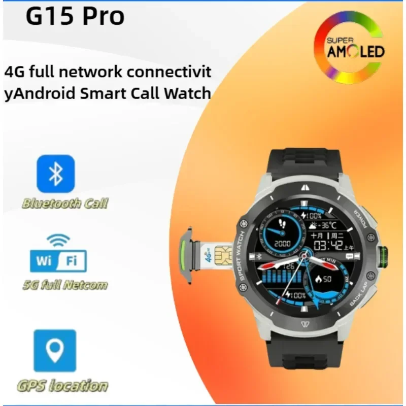 

Смарт-часы 8 ГБ + 128 ГБ ОЗУ 4G с камерой, GPS, WIFI, 1,43 дюйма, Amoled, трекер сердечного ритма, шаг, Android, мужские умные часы