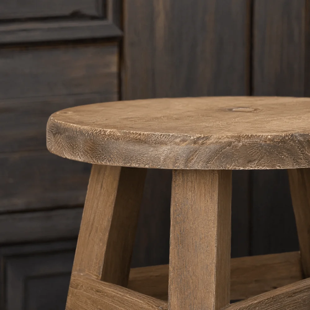Decorative Round Mini Wooden Stool Wood Grain Simple Design Plant Stand Potted Plant Mini Size Flower Display Stand Office